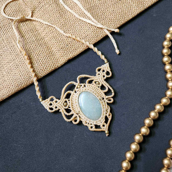 macrame necklace office wear necklace for work small statement necklace jade stone necklace bead necklace casual wear necklace for kurti saree
