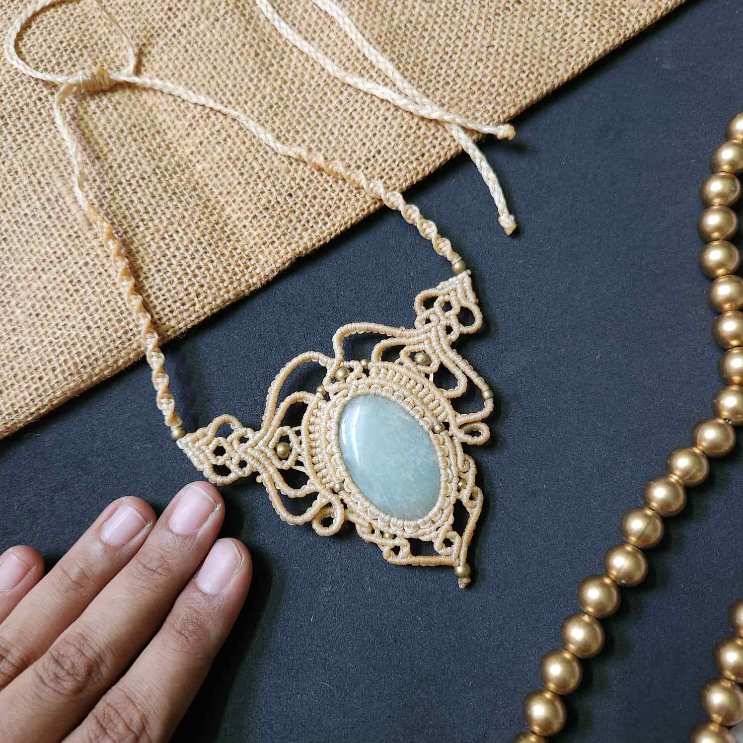 macrame necklace office wear necklace for work small statement necklace jade stone necklace bead necklace casual wear necklace for kurti saree