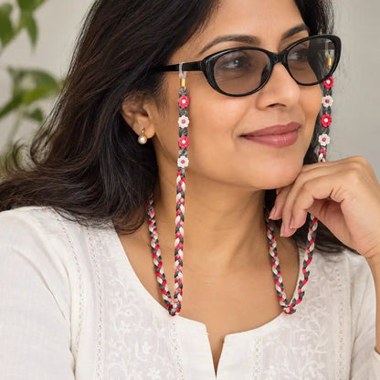 Saritha pink macrame spectacle chain