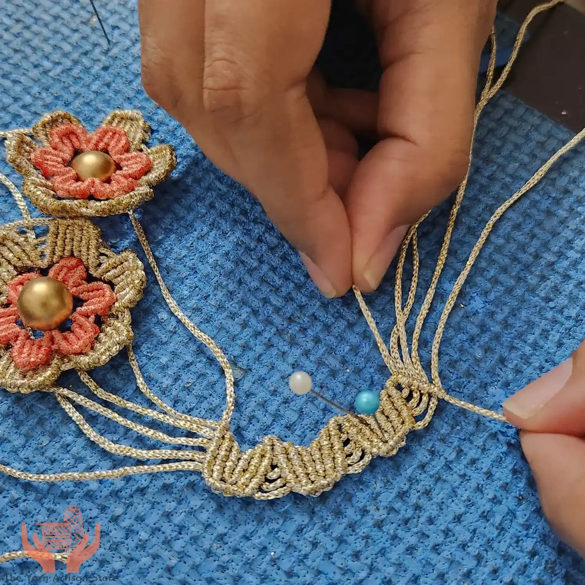 Shruthi floral macrame necklace set