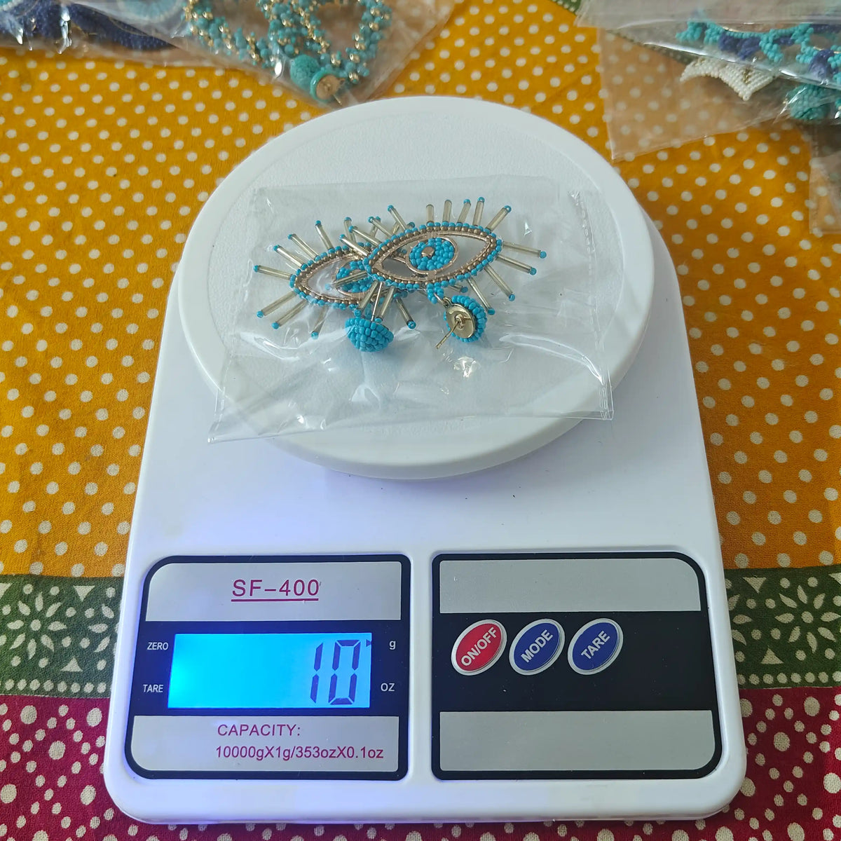 Sirisha blue bead earrings