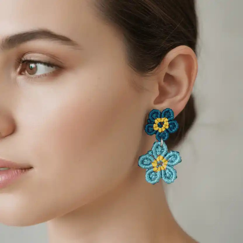 Smrithi blue macrame stud earrings
