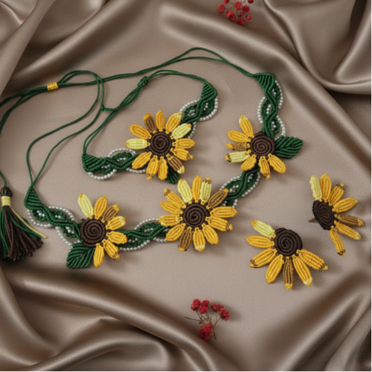 Suryam macrame necklace set