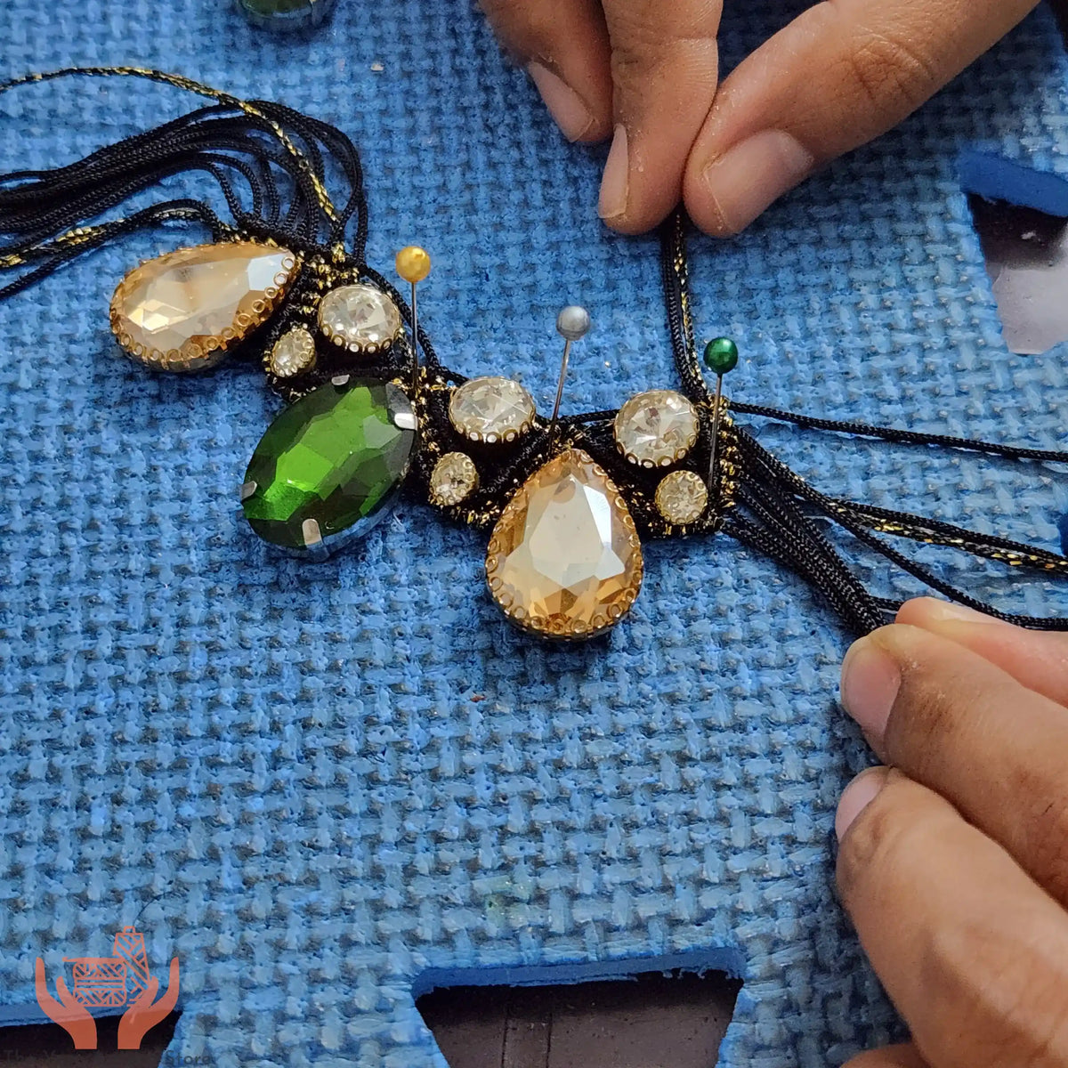 Varnika black macrame necklace set